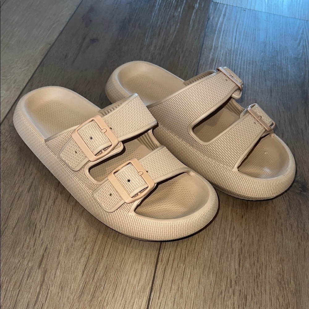 Beige Slide Sandals
